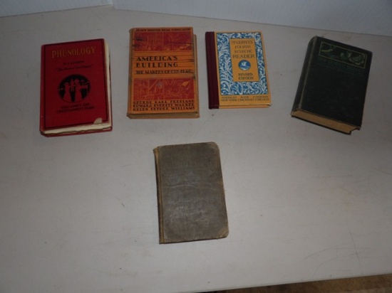 Hard Back Books- New General Biology, McGuffey's Fourth Eclectic Reader, Primary Arithmetic,