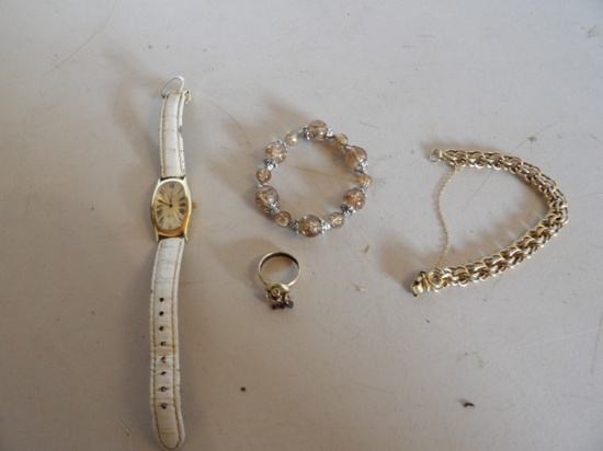 Assorted Jewelry- 2 Bracelets, Ring, Vicence Watch