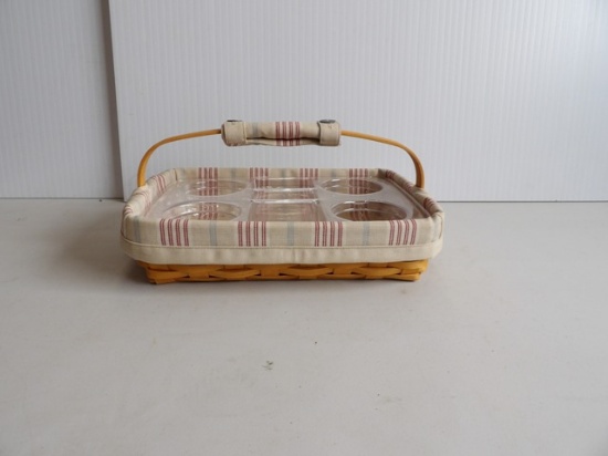 Longaberger Hand Basket w/ 7 slots, handle protector, 2002