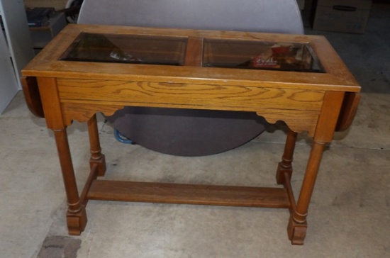 Sofa Table w/Fold up End, Glass Top Removable