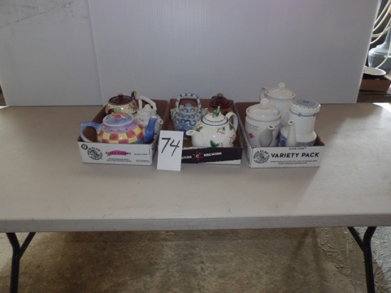 3 Flats Assorted Tea Pots
