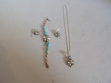 Floral Necklace, Bracelet, Earring Set