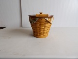Longaberger Basket w/Metal Handle, Pumpkin Fabric Liner, Plastic Insert