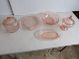 5 Pcs of Pink Glassware