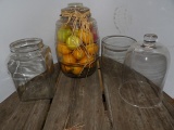 Glass Jar w/Fake Fruit, Glass Cylinder, Cookie Jar w/No Lid