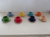 8 Tea Cups w/Saucers, Fiesta Ware