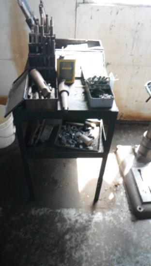 Metal Table, Assortment of Drill Bits
