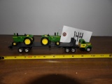 Semi w/Flat Bed Trailer, 2 JD Tractors