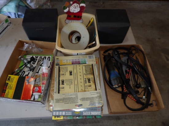 Misc- Bungy Cords, Sand Paper, Sony Speaker