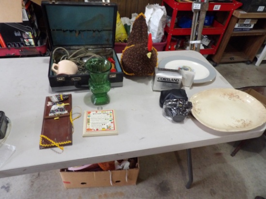 2 Platters, Cortland 35mm Camera, Barber set, misc