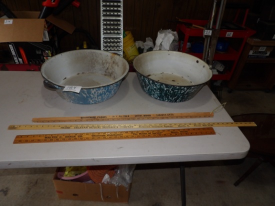 2 Granit Pans, Yard Sticks- Delavan Mutual Insurance, Walter C Knak Co., Bear Creek Farms
