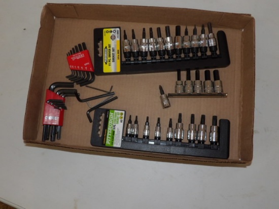 Metric & SAE Allen Wrenches, Pittsburgh 1/4" & 3/8" pc Star Point Set, Performax 3/8" Drive Driver B