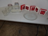 Christmas Cookie Cutters, Flass Platter, Jars & Misc