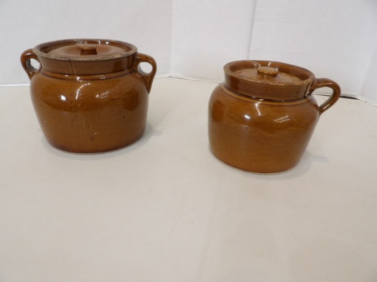 2 Bean Crocks w/Lids