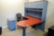 L-shaped Desk w/ Bullet Top, Overhead, Mobile Pedestal, Stationary Storage Cabinet and Task Chair.