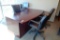 Executive Bull Nose L-shaped Desk w/ High Back Executive Leather Chair, Credenza, Wardrobe/Storage