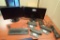 Lot of 2 ViewSonic Flatscreen Monitors, 3 Dell Docking Stations, Keyboard and Mouse.