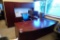 U-shaped Executive Desk w/ Overhead, Wardrobe/Stationary Cabinet, Credenza, 3 Hydraulic Task Chairs,