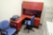 L-shaped Desk w/ Overhead, Task Chair, Side Chair and Asst. Office Supplies.