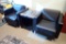 Lot of 2 Black Leather Occasional Chairs and End Table.