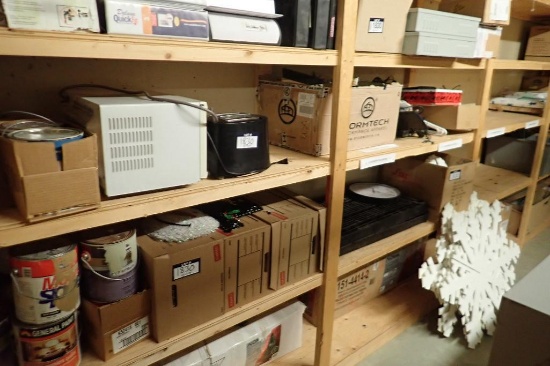 Lot of Binders, 2 Bosch Fire Boxes, Christmas Decorations, Plan Holders, etc.