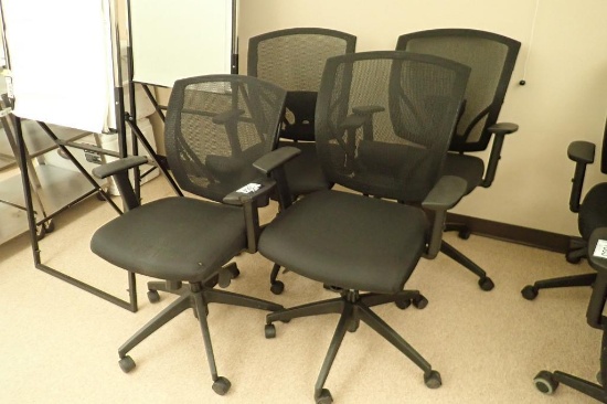 Lot of 4 Black Mesh Back Task Chairs.