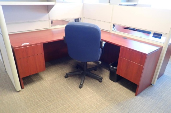 L-shaped Double Pedestal Desk w/ Task Chair.