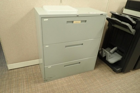 Lot of 2 Lateral 3-drawer File Cabinets and Stationary Cabinet.