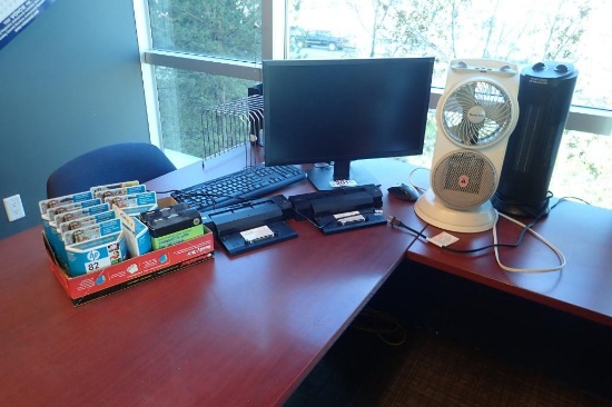 Lot of Asst. HP 82 Black and Color Ink Cartridges, ViewSonic Flatscreen Monitor, 2 Dell Docking
