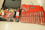 Lot of Roadside Safety Kit and Proto Metric Combination Wrench Set.