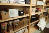Lot of Binders, 2 Bosch Fire Boxes, Christmas Decorations, Plan Holders, etc.