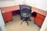 L-shaped Double Pedestal Desk w/ Task Chair.