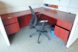 L-shaped Double Pedestal Desk w/ Task Chair.