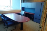 U-shaped Single Pedesal Desk w/ Bullet Top, Overhead, Modified Credenza, Task Chair and 2 Side