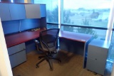 L-shaped Desk w/Overhead, Mobile Pedestal and Task Chair.