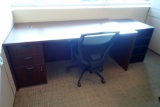 Single Pedestal Desk w/ Task Chair and Stationary Storage Cabinet.