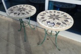 Lot of 2 Mosaic Tile Bistro Tables.