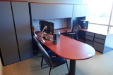 U-shaped Desk w/ Bullet Top, Overhead, Modified Credenza, Wardrobe/Storage Cabinet, and File