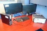 Dell Desktop Computer w/ 2 ViewSonic Flatscreen Monitors, Neo Flex Desk Clamps, Brother HL-2170
