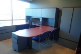 U-shaped Desk w/ Bullet Top, Overhead, Modified Credenza, Wardrobe/Storage Cabinet, Task Chair, 2