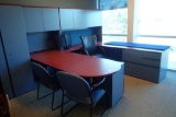 U-shaped Desk w/ Bullet Top, Overhead, Modified Credenza, Wardrobe/Storage Cabinet, Task Chair and 2