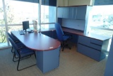 U-shaped Desk w/ Bullet Top, Overhead, Bookcase, Storage Cabinet, Coat Tree, 2 Task Chairs and 2