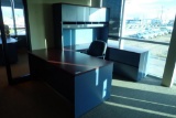 U-shaped Desk w/ Overhead, Credenza and Task Chair.