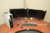 HP Desktop Computer w/ 2 Benq Senseye3 Flatscreen Monitors, Keyboard and Mouse.