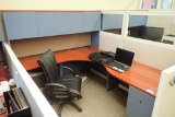 L-shaped Desk w/ Overhead, Mobile Pedestal and Task Chair.