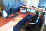 Single Pedestal Desk w/ Mobile Pedestal, Modified Credenza, Task Chair, Steno Chair, In/out Trays