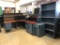 Lot of L-Shaped Desk w/ Pedestal, 3 Mobile Pedestals, Cubby, Overhead and Bookcase.