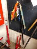 Lot of Asst. Tools Including Tape Measure, Levels, Saw, Pipe Wrench etc.
