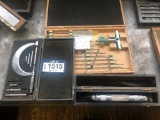 Lot of Tumico Micrometer, Mitutoyo Micromreter Rods, and Moor & Wright Engineers Level