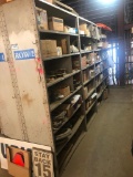 Contents of (4) Sections of Shelving Including Converters, Chelsea PTO Parts, Cables, Bolts, etc.